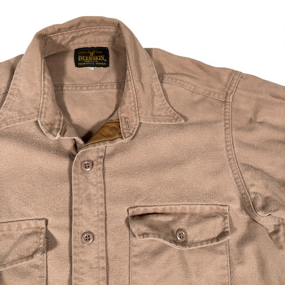 Vintage Deerskin Shirt Adult MEDIUM Brown Flannel Workwear Hunting USA Made 70s - Picture 2 of 12